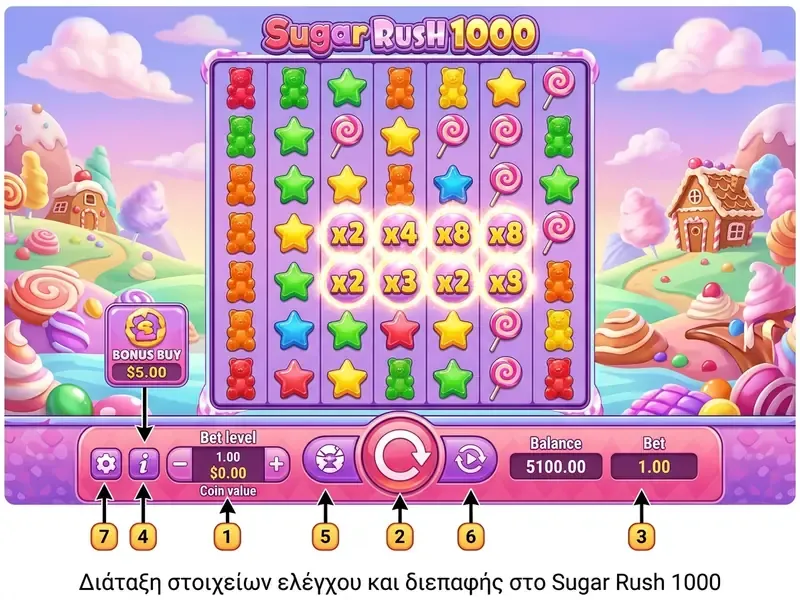 sugar rush 1000 play interface controls